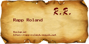 Rapp Roland névjegykártya